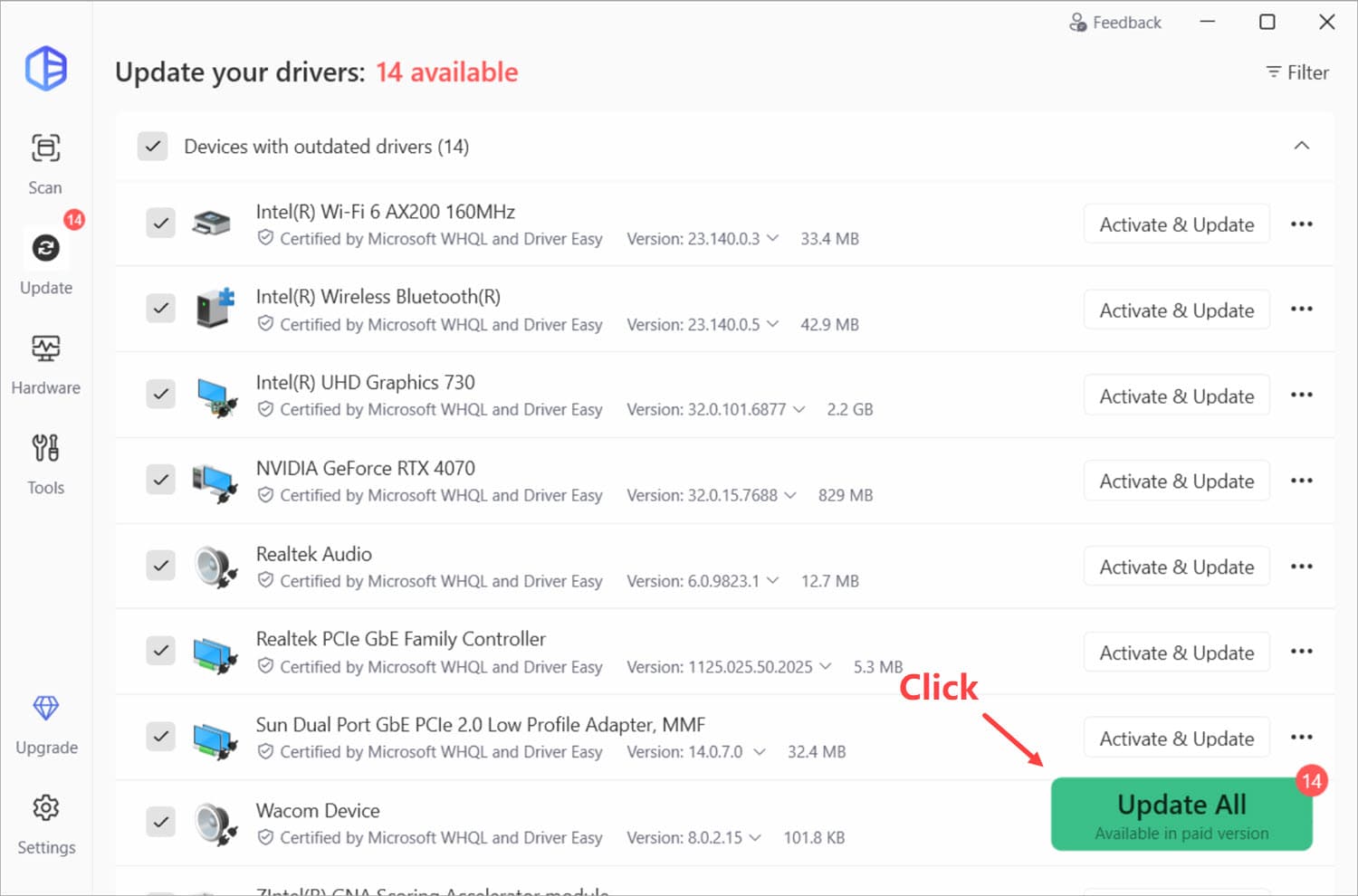 Step 2. Click Update All